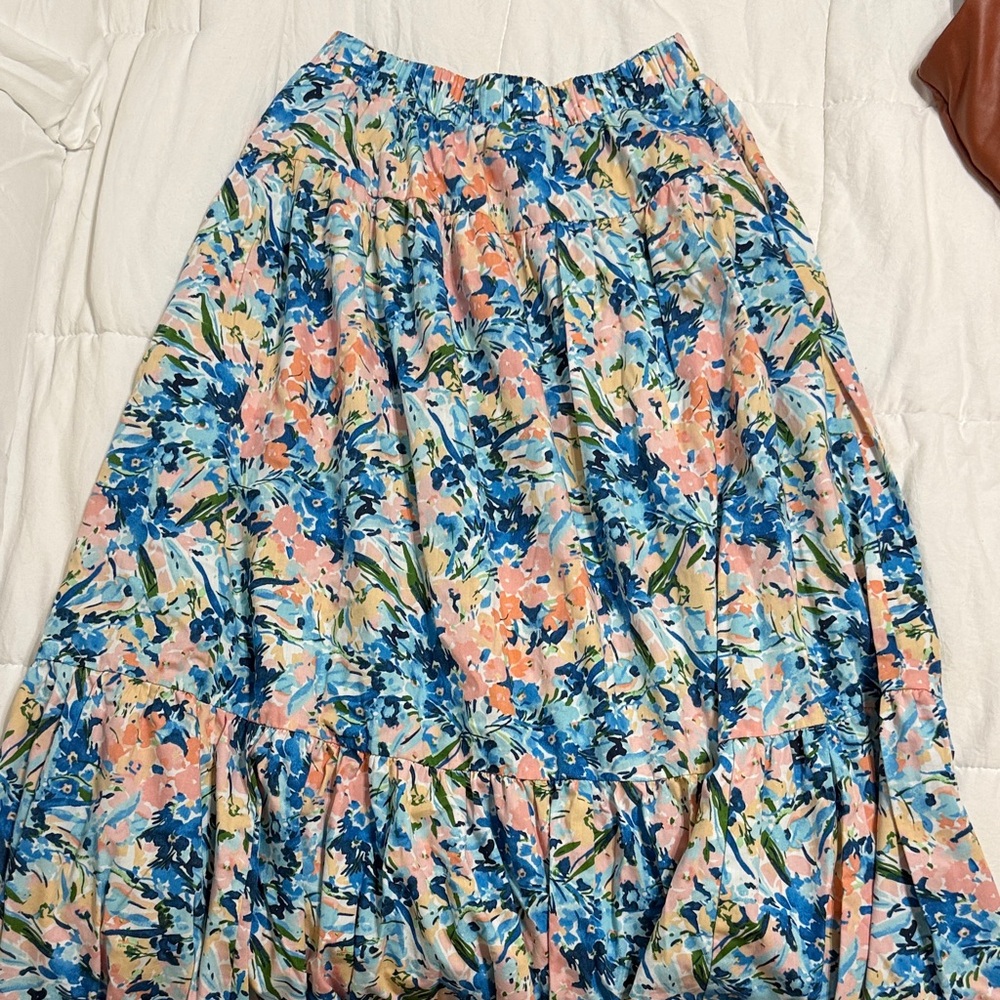 Floral Tiered Maxi Skirt - Small